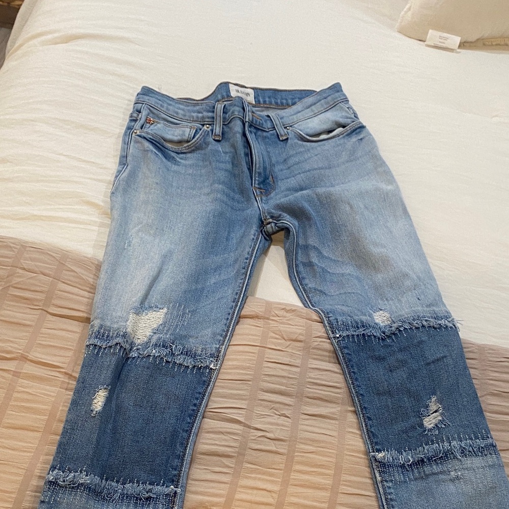 Hudson Jeans Two-Tone Light and Dark Blue Straight Leg Jeans